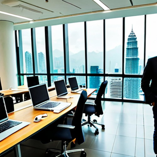 Modern Malaysian Innovation Hub**

A bustling co-working space in Kuala Lumpur, featuring diverse individuals collaborating on laptops and whiteboards filled with diagrams. The room is brightly lit with large windows showcasing the Petronas Twin Towers in the background. Focus on the integration of technology and local culture, with batik patterns subtly incorporated into the interior design. Everyone is fully clothed in professional attire. Safe for work, appropriate content, professional, family-friendly, perfect anatomy, natural proportions.

**